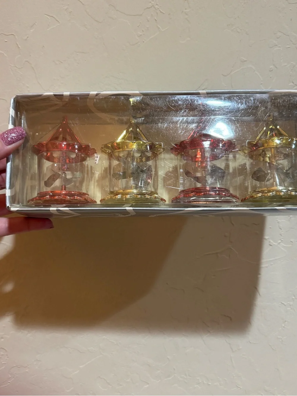 Department 56 Pinwheel Spinner Ornaments Set of 4 Gold And Red Nice Vintage